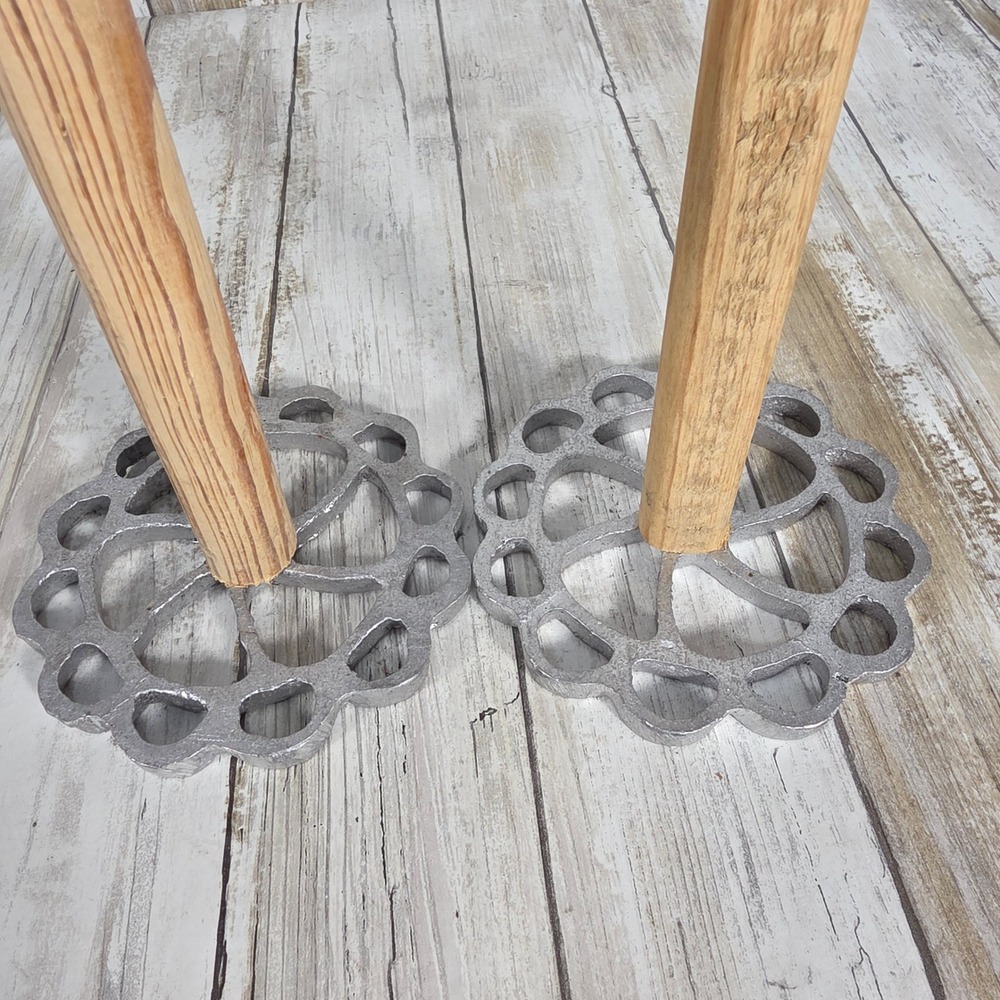 Vintage Scandinavian Rosette Irons Set of 2 Wood Handle Aluminum Cookie Molds